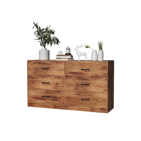 Karl home Natural 6-Drawer 52.75 in. Wide Chest of Drawers