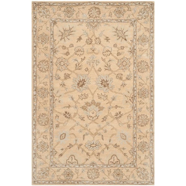 Wyndham 4 ft. x 6 ft. Light Gold Floral Oriental Area Rug