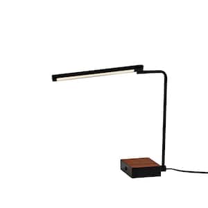 24.5 in. Camel Brown Leather Sawyer LED AdessoCharge Wireless Charging Desk Lamp
