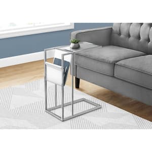 White End Table with a Magazine Rack