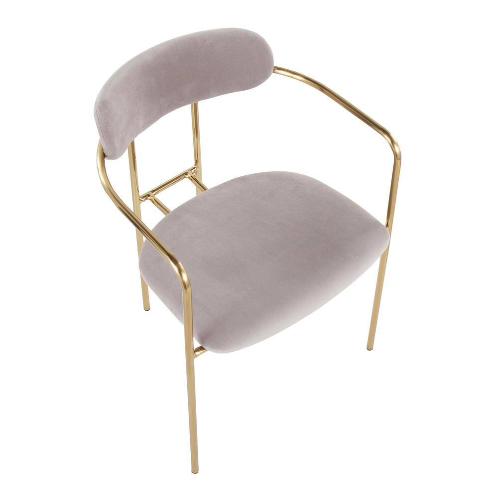 Pearl Silver Velvet Upholstered High Slat Metal Armchair