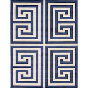 Athens Greek Key Navy Blue 9' 0 x 12' 0 Area Rug