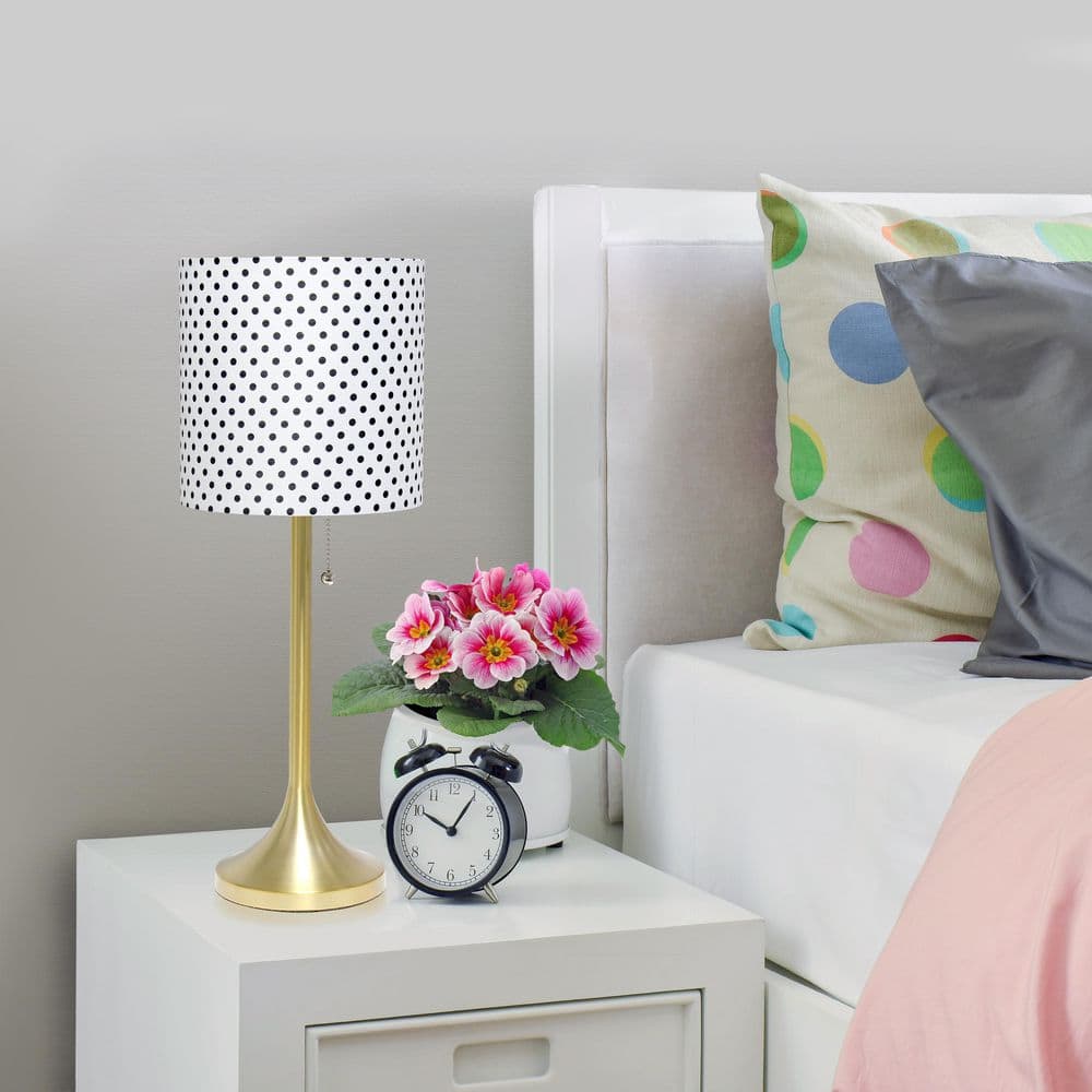 21.25 Modern Glam Table Lamp Gold Base, Polka Dot Shade, Playful Accent Light for Entryway or Office price history on PriceWatchPro