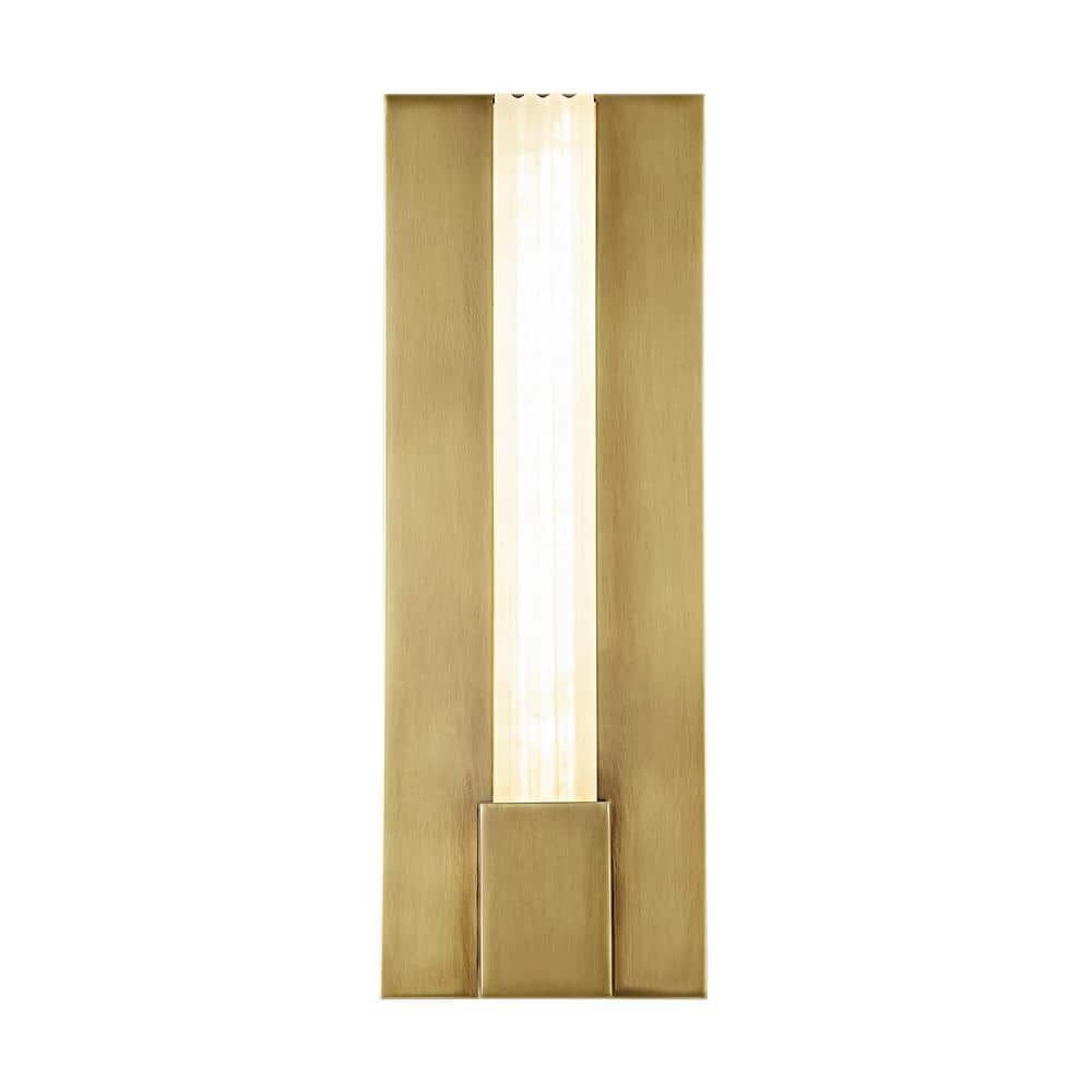 Kismet Column-Like Alabaster & Vintage Brass LED Bath Sconce