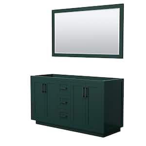 Miranda 59.25 in. W x 21.75 in. D x 33 in. H Double Sink Bath Vanity Cabinet without Top in Green with 58 in. Mirror
