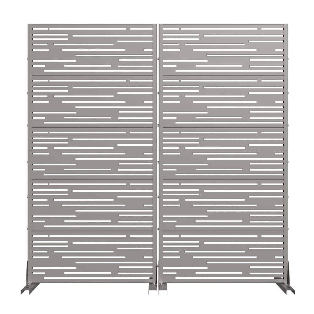 60 in. x 30 in. Gray Metal Privacy Screen Decorative Garden Screens Outdoor Fence Panel Set for Patio Balcony price history on PriceWatchPro