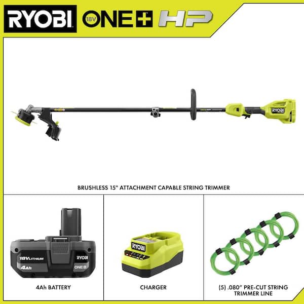 RYOBI ONE+ HP 18V Brushless Attachment Capable String Trimmer w