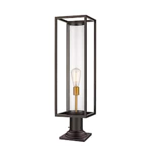 Dunbroch 29 .75 in. 1-Light Bronze Alumin.um Hardwired Outdoor Weather Resistant Pier Mount Light with No Bulb in.cluded