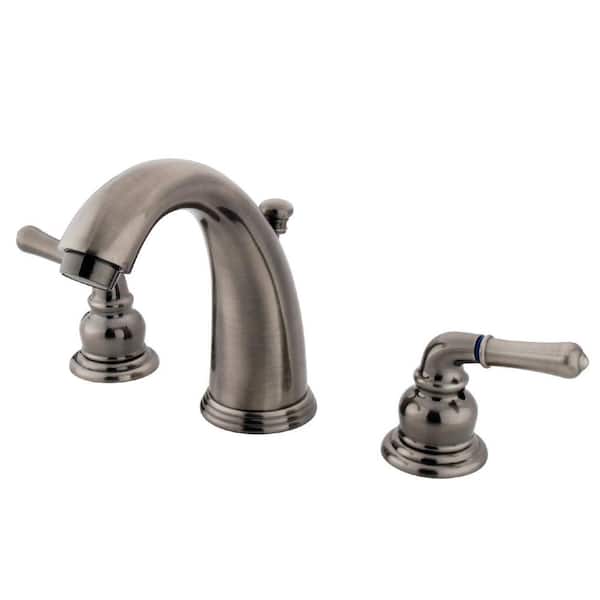 Kingston Brass Magellan 8 in. Widespread 2-Handle Bathroom Faucets with Plastic Pop-Up in Black Stainless