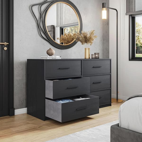 Techni Home Black 6-Drawer 44.5 in. Wide Dresser RTA-DSR06-BK