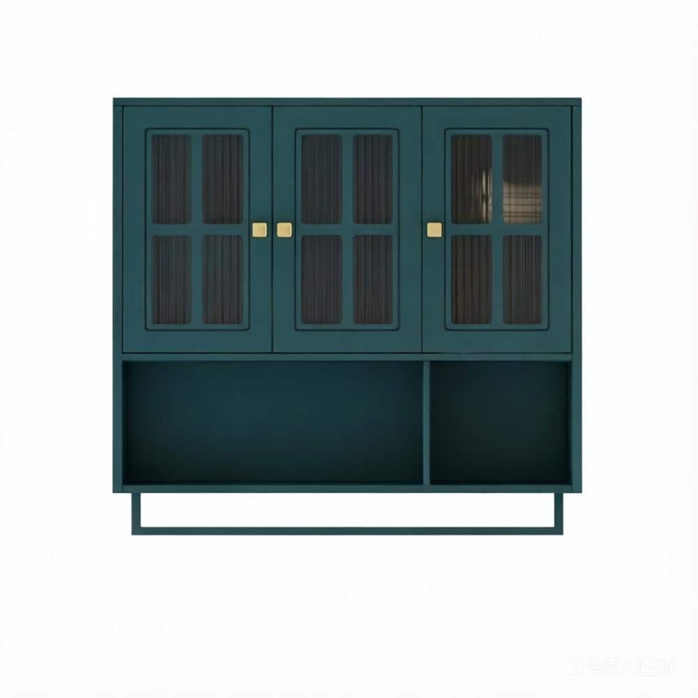 34.65 in. W x 10.24 in. D x 32.48 in. H Bathroom Storage Wall Cabinet in Green with Glass Door and Towel Bar price history on PriceWatchPro