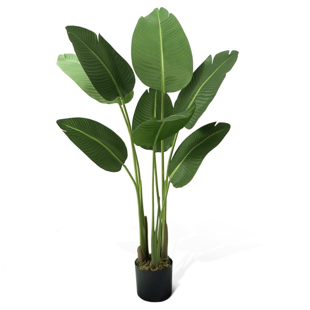 CAPHAUS 4 ft. Artificial Bird of Paradise Plant with 8 Trunks ...