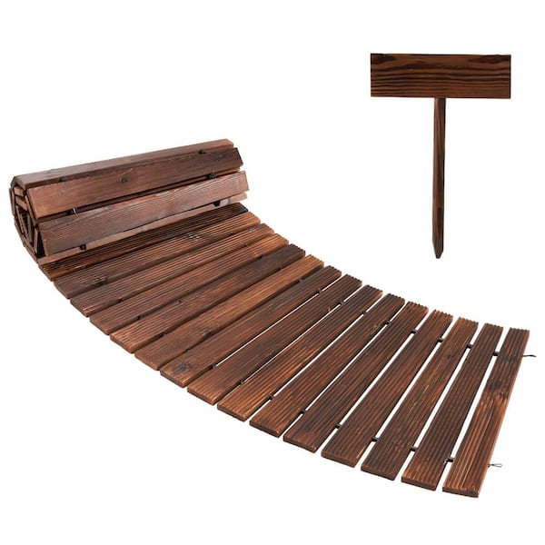 95 in. x 17 in. x 0.5 in. Curved Brown Cedar Wood Roll Out Garden Pathway Decorative Lawn Boardwalk Patio Flooring