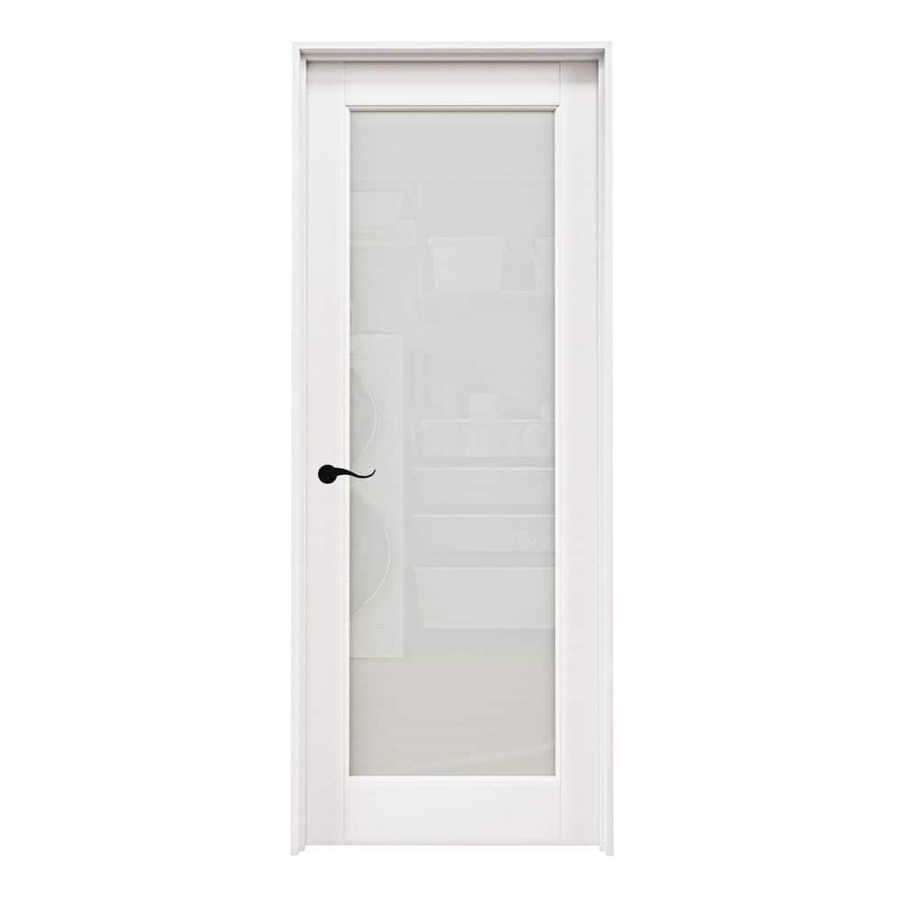 28 in. x 80 in. Right-Handed 1-Lite Frosted Glass White Solid Core Glass Assembly Required Single Interior Prehung Door price history on PriceWatchPro