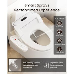 Electric Bidet Seat in White for Round Toilets with Instant Warm Water, Dryer, Self-Cleaning Nozzle, And Seat Sensor