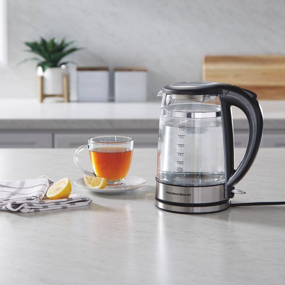 Hamilton Beach 1.7L Black and Stainless Steel Electric Kettle