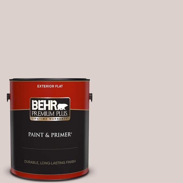 BEHR PREMIUM PLUS 1 gal. #N130-1 Pearls and Lace Flat Exterior Paint & Primer