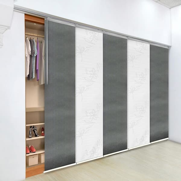 EMOH Heathered Rose Adjustable Sliding Single Rail Track with 23.5 in. Slates, Extendable 58 in. to 110 in. W x 94 in. L