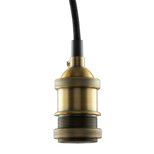 Sunlite 1-Light Antique Matte Bronze 72 in. Braided Cord Vintage Hanging Pendant