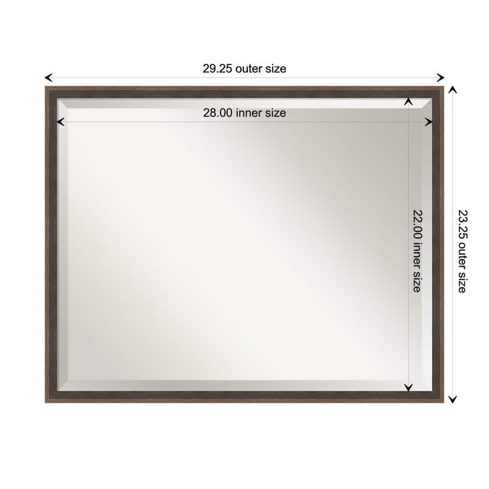 Mocha Brown Hardwood Rectangular Bathroom Vanity Mirror