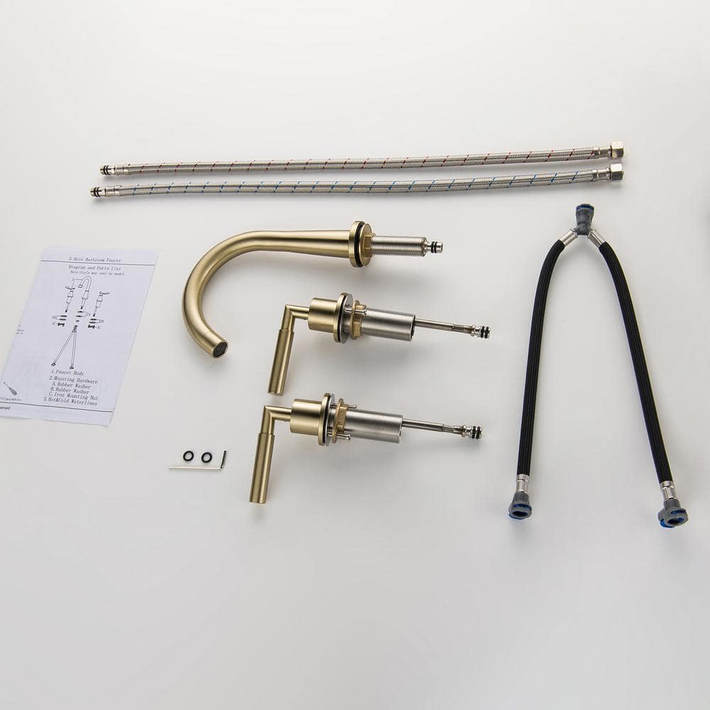 Brushed Gold Solid Brass Widespread Bathroom Faucet