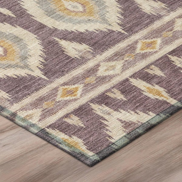 Chantille Machine Washable Indoor/Outdoor Abstract ACN3070 Plum 8 ft. x 8 ft. Round Rug