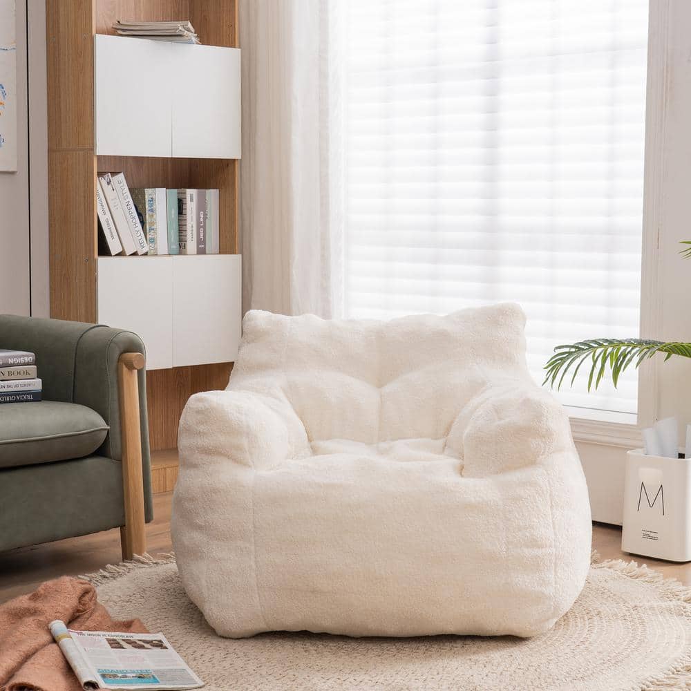 Lvory White Bean Bag Chair (27.56 in.H X 39.37 in. W X 39.37 in.D)
