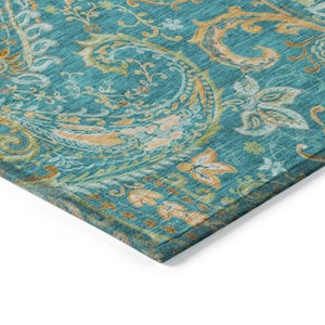 Chantille ACN533 Teal 10 ft. x 14 ft. Machine Washable Indoor/Outdoor Geometric Area Rug