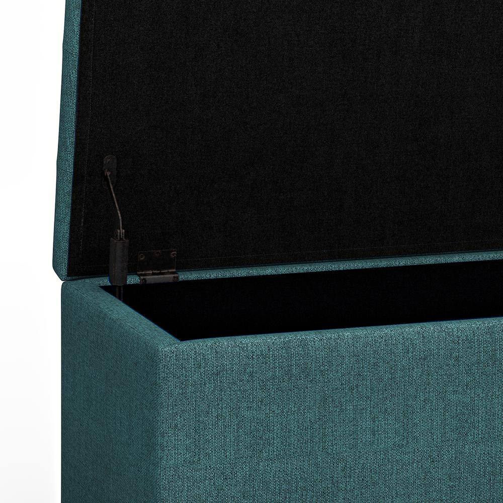 Teal Tufted Polyester Storage Footstool Ottoman
