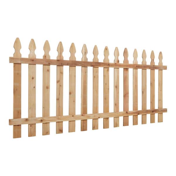 Outdoor Essentials 3-1/2 ft x 8 ft Cedar Spaced French Gothic Fence Panel