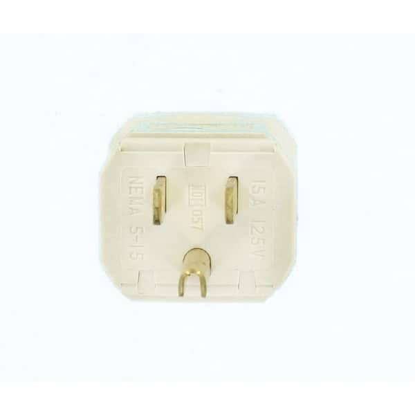 Leviton 15 Amp 125-Volt Python Hospital Grade Straight Blade Grounding Plug, White 8256-V