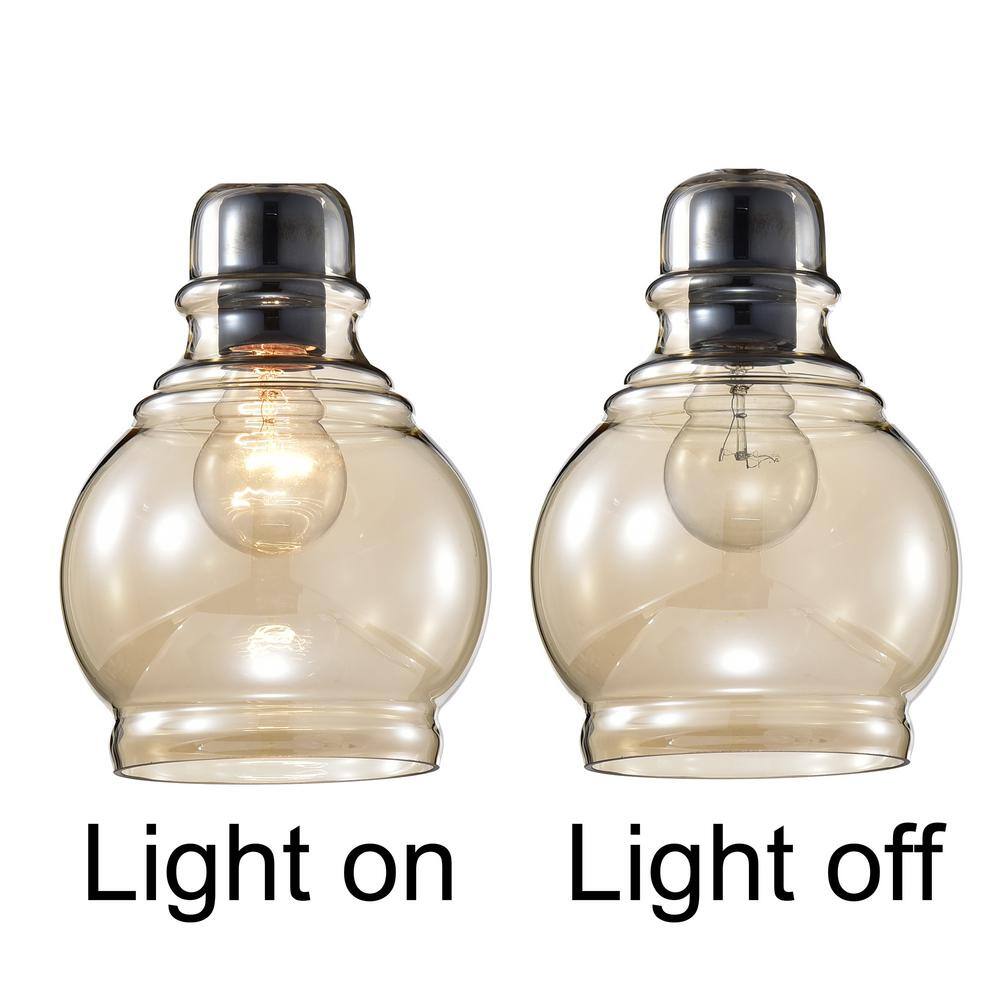 Antique Black Mini Pendant with Cognac Glass Shade