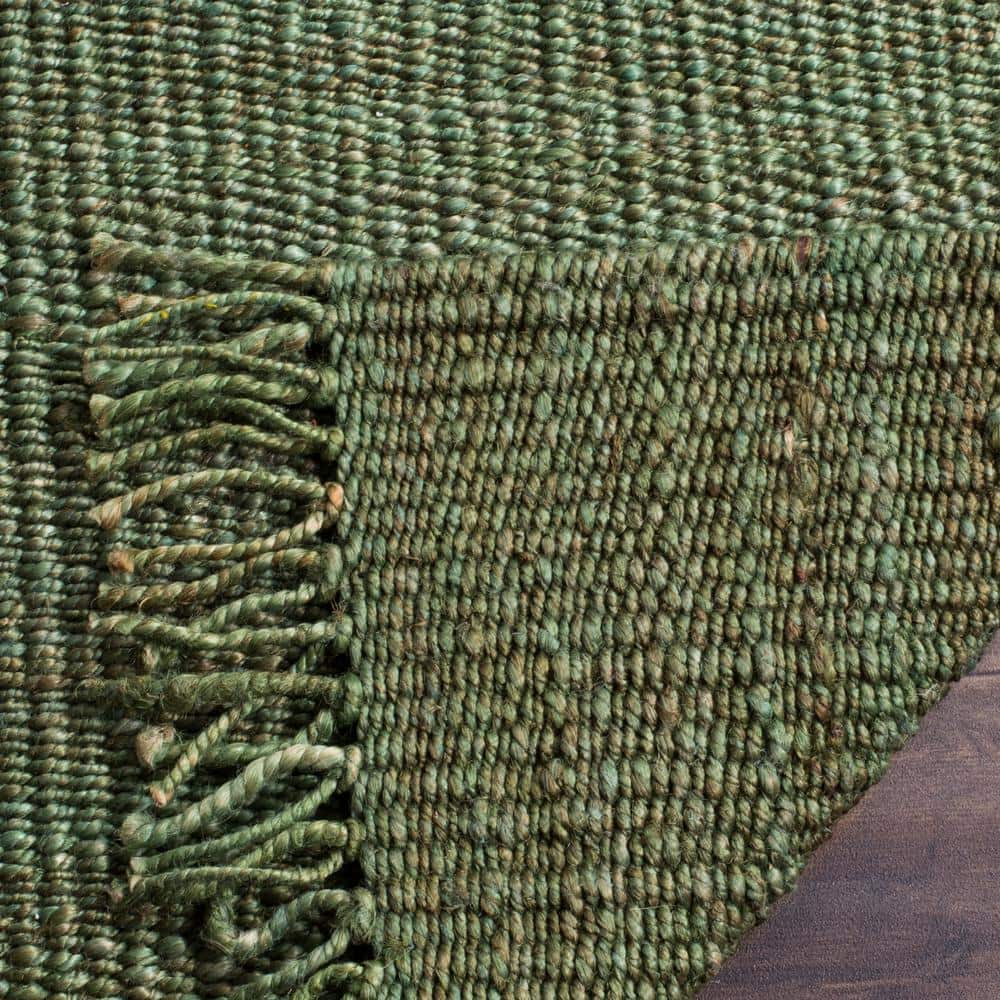 Handmade Green Jute Round Non-slip Area Rug, 30"