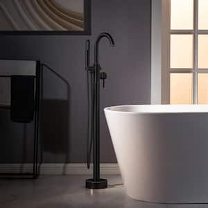 Derby Single-Handle Freestanding Floor Mount Tub Filler Faucet with Hand Shower in Oil Rubbed Bronze