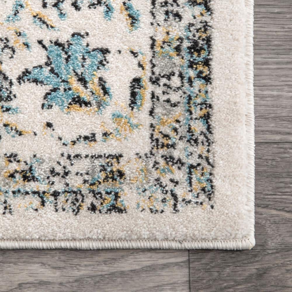 Elegant Gray Synthetic 2' x 3' Easy-Care Persian Area Rug