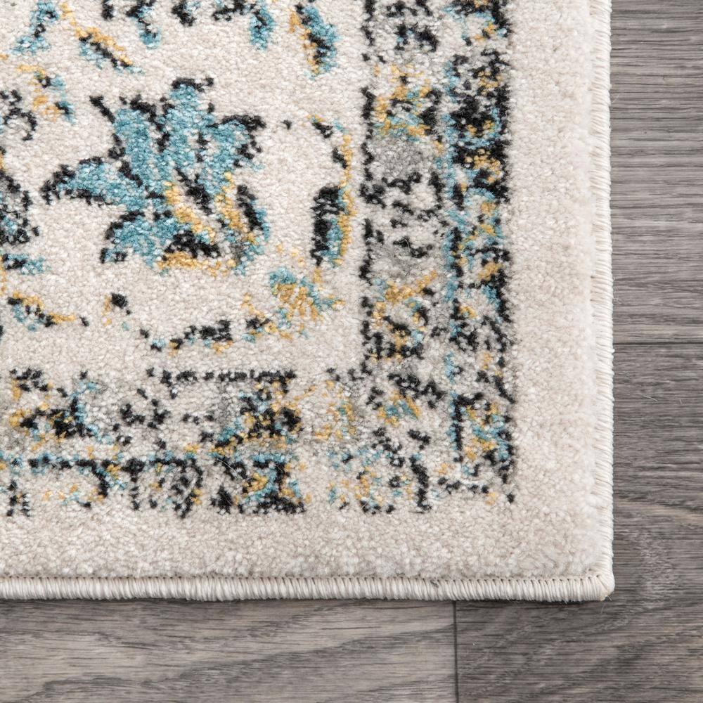 Gray and Beige Round Synthetic Persian Style Area Rug