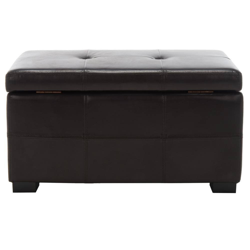 Maiden Black Faux Leather Tufted Storage Bench