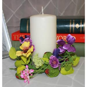 3.25 in. Purple Pansy Candle Ring (Set of 2)
