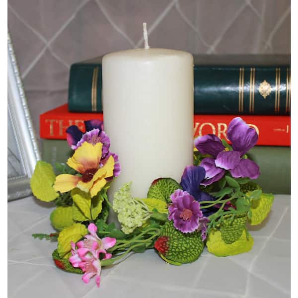 Unbranded 3.25 in. Purple Pansy Candle Ring (Set of 2)