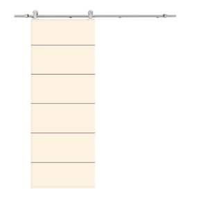 Modern Classic Series 18 in. x 80 in. Beige Stained Composite MDF Paneled Interior Sliding Barn Door with Hardware Kit