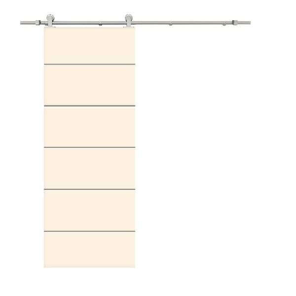 CALHOME Modern Classic Series 34 in. x 80 in. Beige Stained Composite MDF Paneled Interior Sliding Barn Door with Hardware Kit