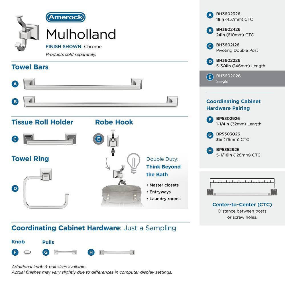 Mulholland Chrome Double Prong Wall Mounted Hook