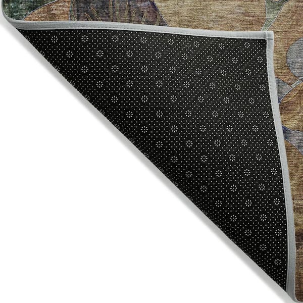 Beige, Blue 2 ft. x 8 ft. Woven Abstract Polyester Runner Indoor / Outdoor Area Rug