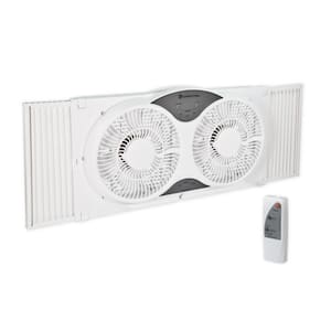 9 in. 3-Speed Expandable Reversible Twin Window Fan with Remote Control and Removable Cover and Bug Screen