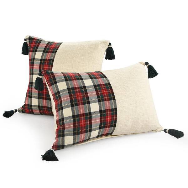 green plaid throw pillows