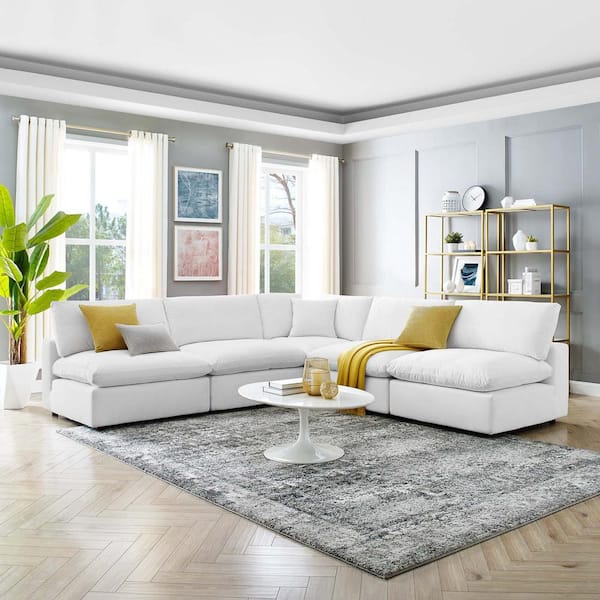 MODWAY 5-Piece White Commix Down Filled Overstuffed