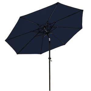 10 ft. Market Umbrella Outdoor Patio Umbrella with Push Button Tilt/Crank for Garden, Lawn & Pool in Navy Blue