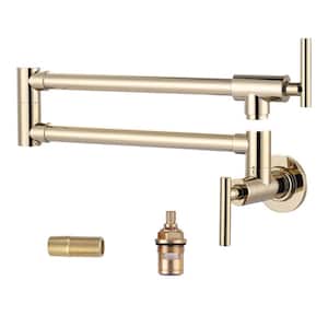 Folding Wall Mounted Pot Filler Faucet in Polished Brass