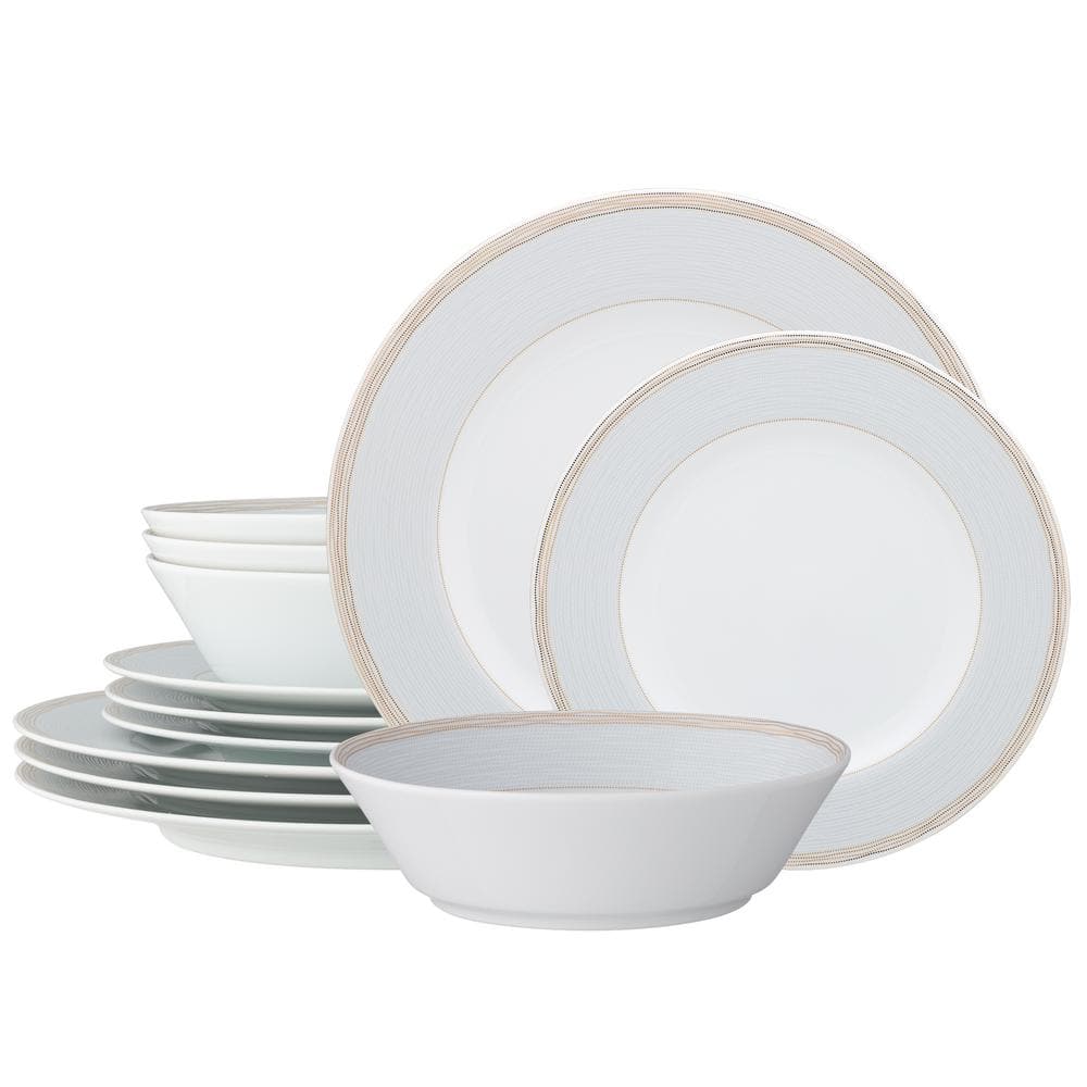 Noritake Linen Road (White) 12Piece Dinnerware Set, Service For 4 1710