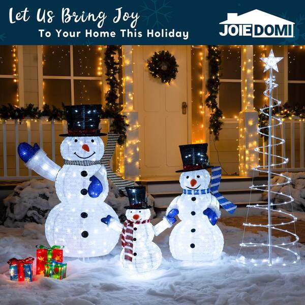 Joyfy 4 ft. Height Metal/Fabric Collapsible Christmas Snowman Yard
